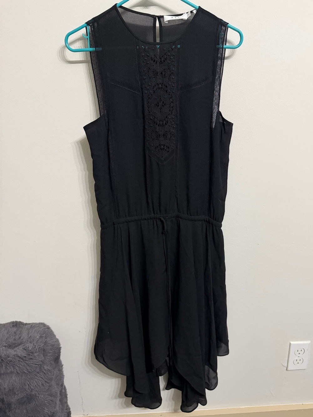 A.L.C. Black Lace Insert Long Sleeve Dress